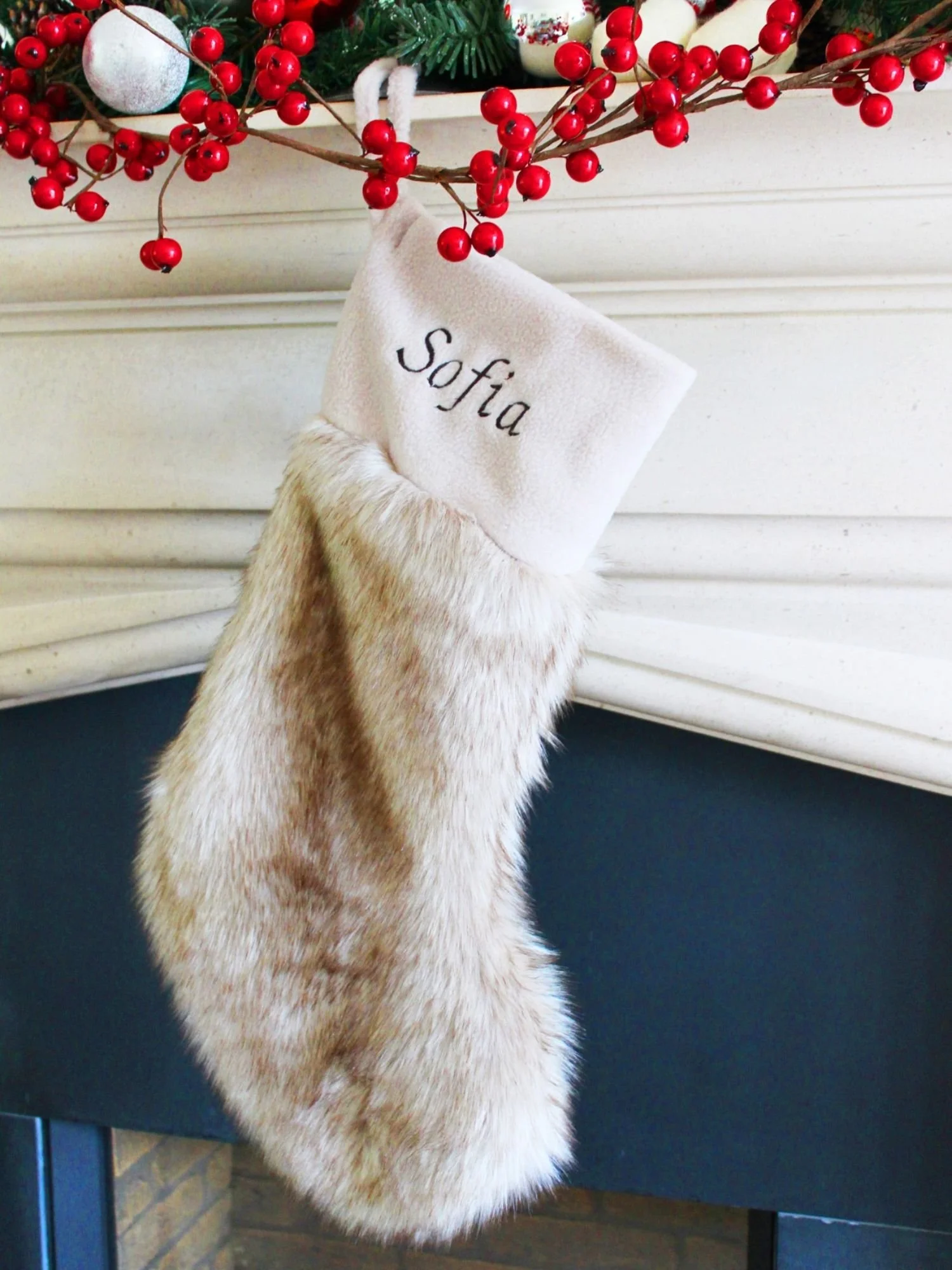 christmas faux fur stocking