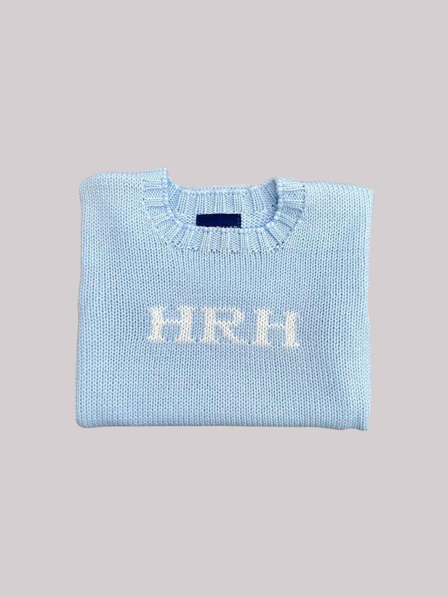 baby blue jumper with initials