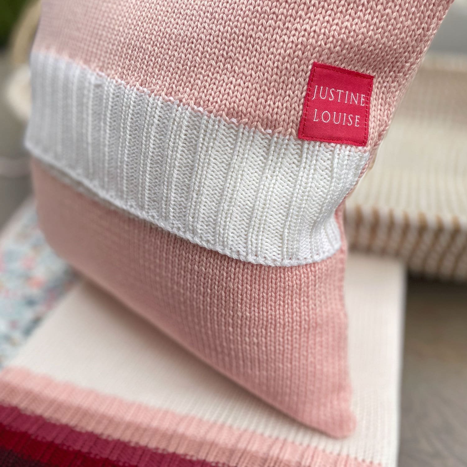 knitted pink cushion