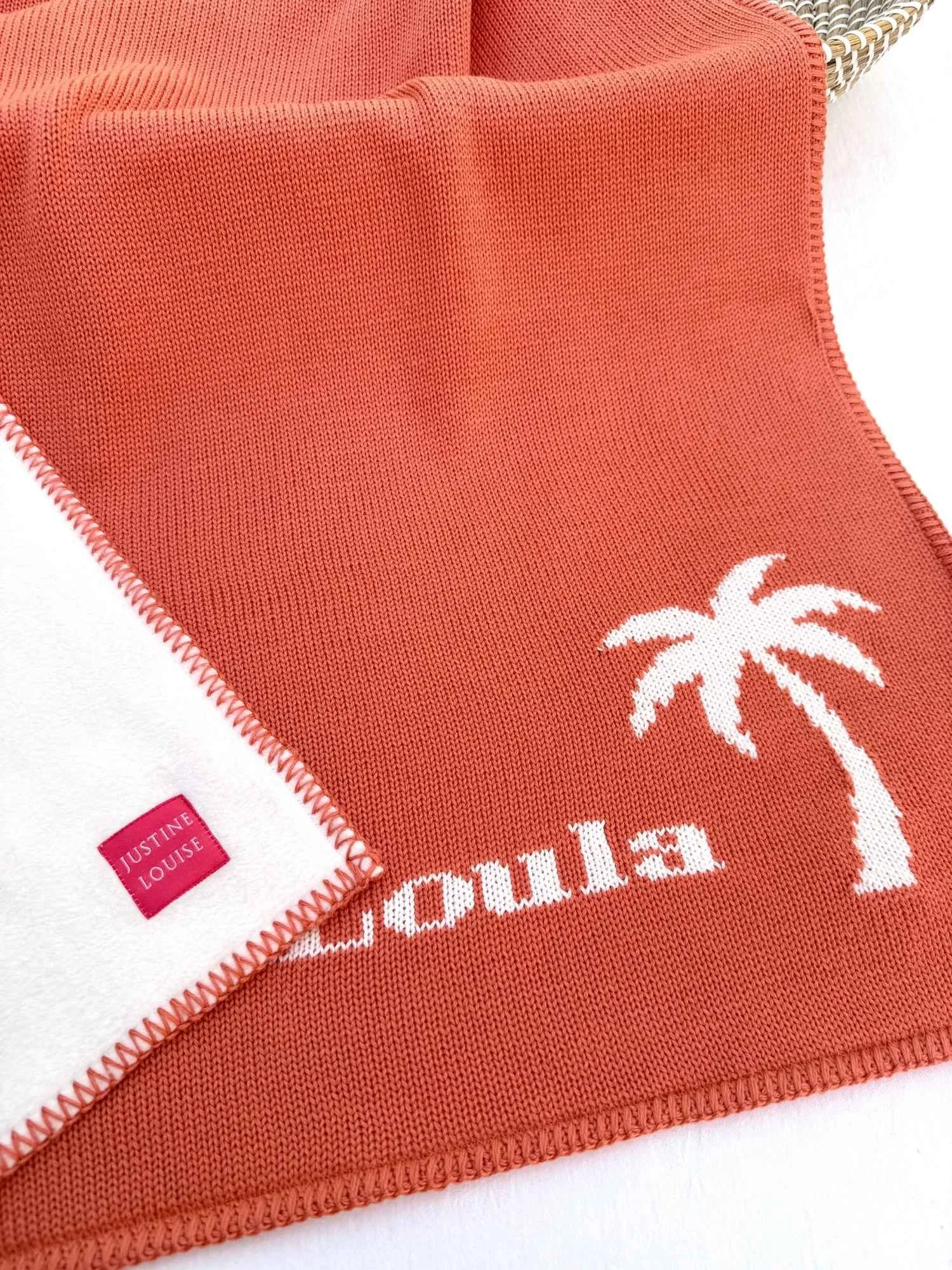 baby blanket with palm tree and name