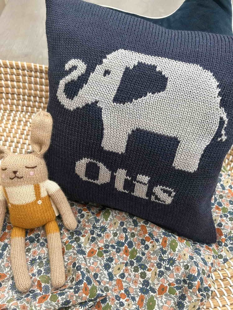 personalised elephant cushion for babies