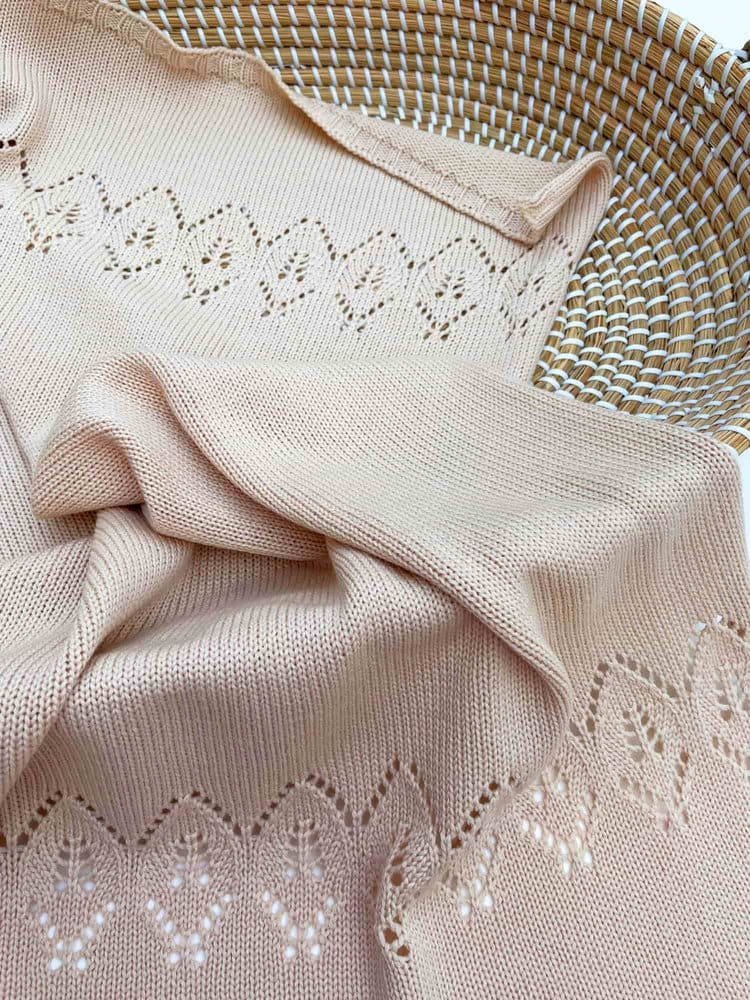luxury merino knitted baby blanket in beige