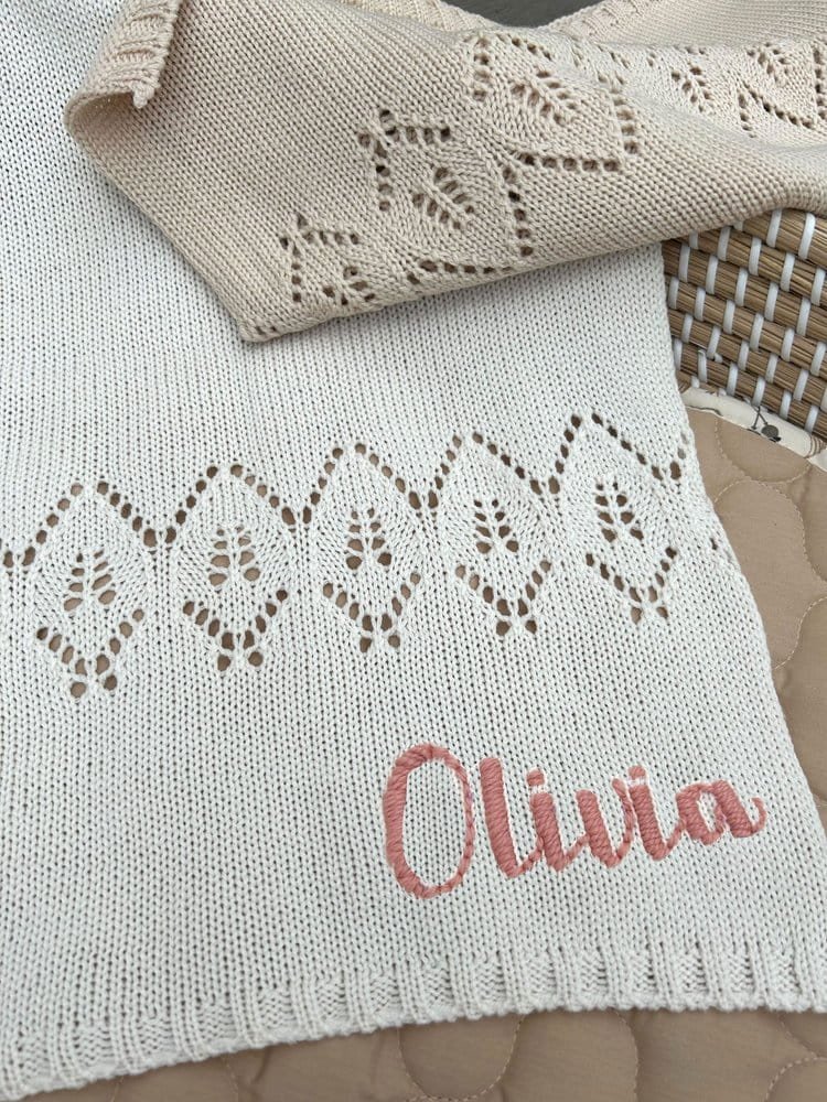 customised baby blanket in white