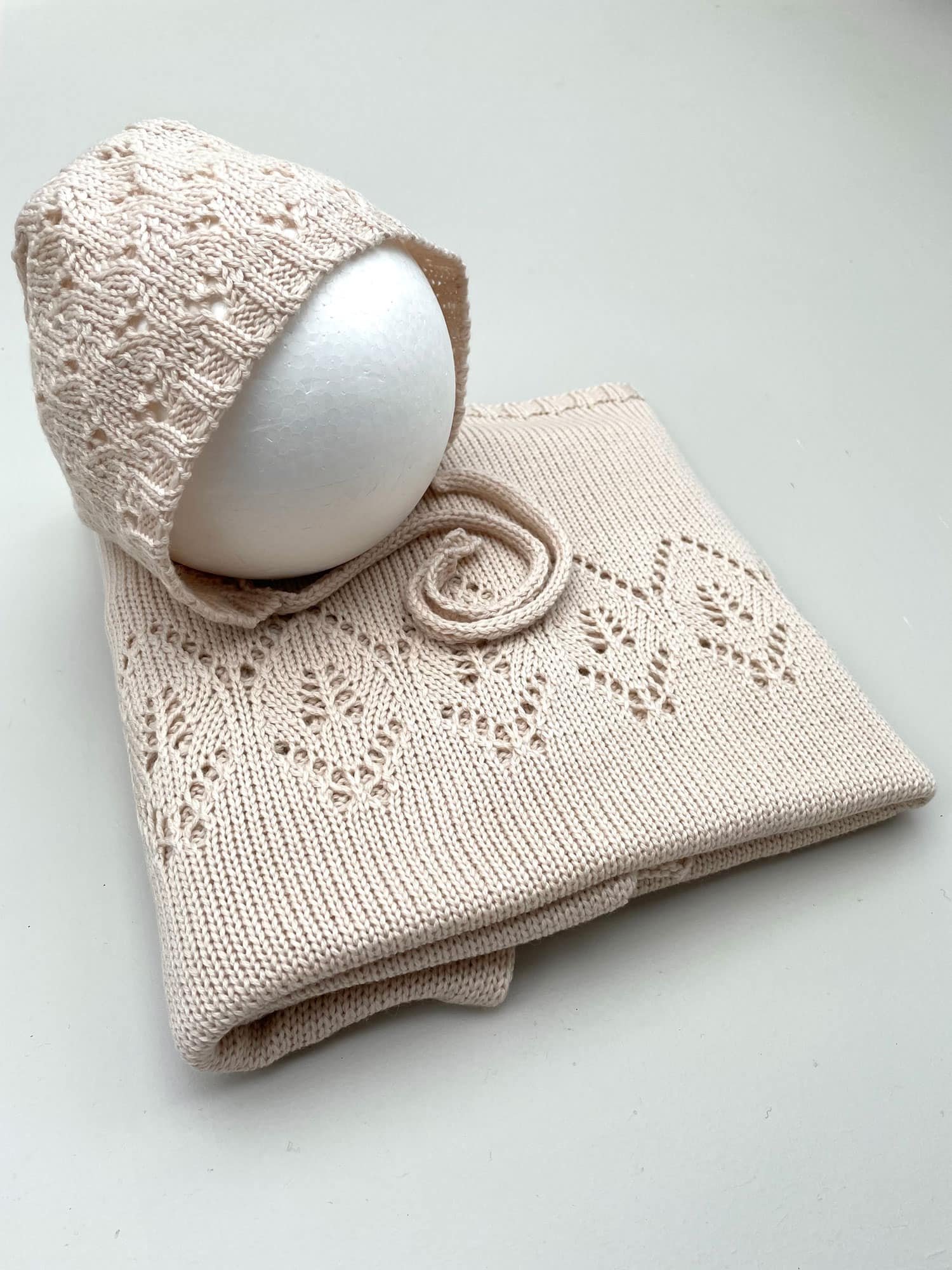 luxury merino knitted baby blanket and bonnet