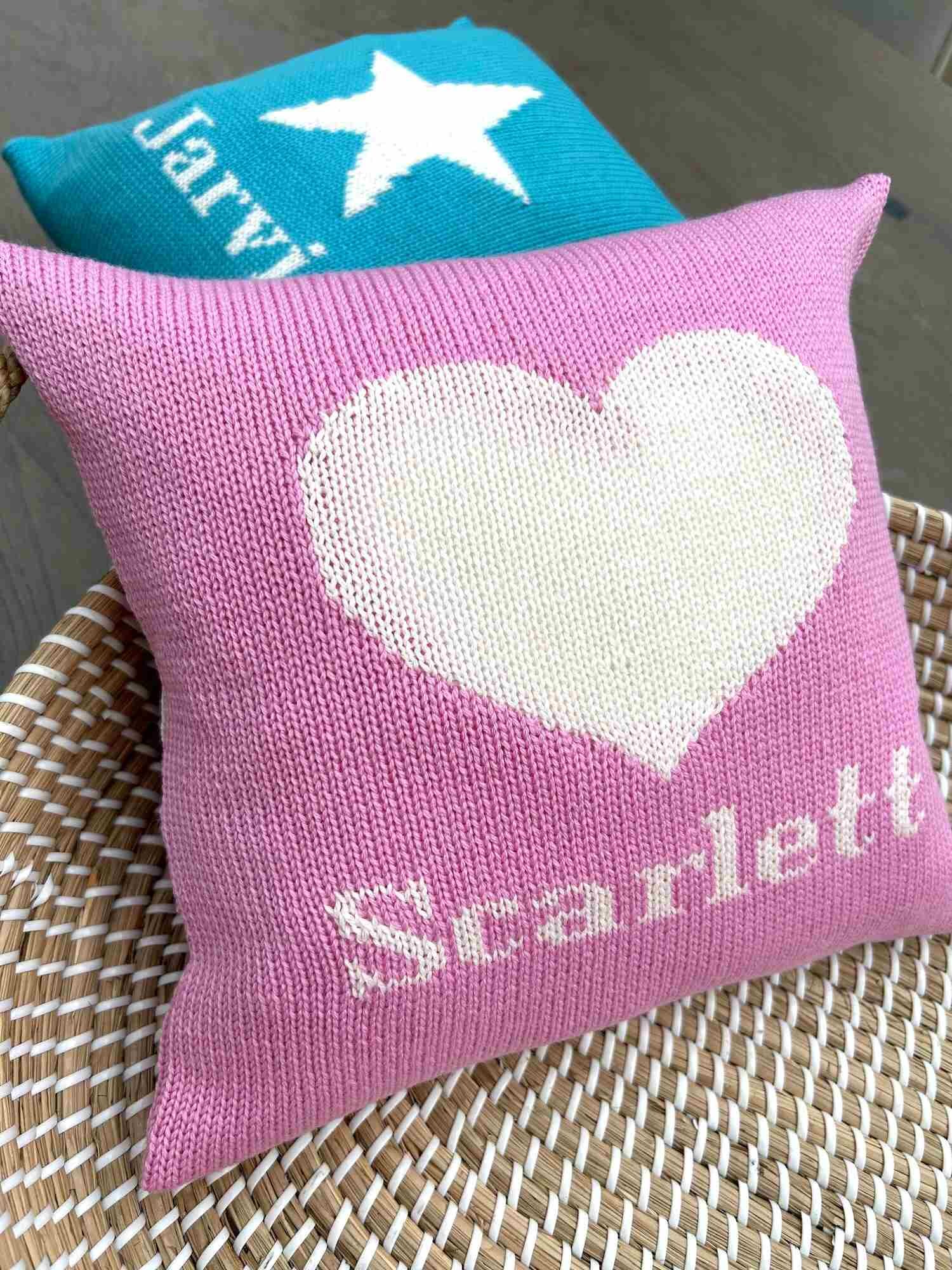 heart pillow in pink