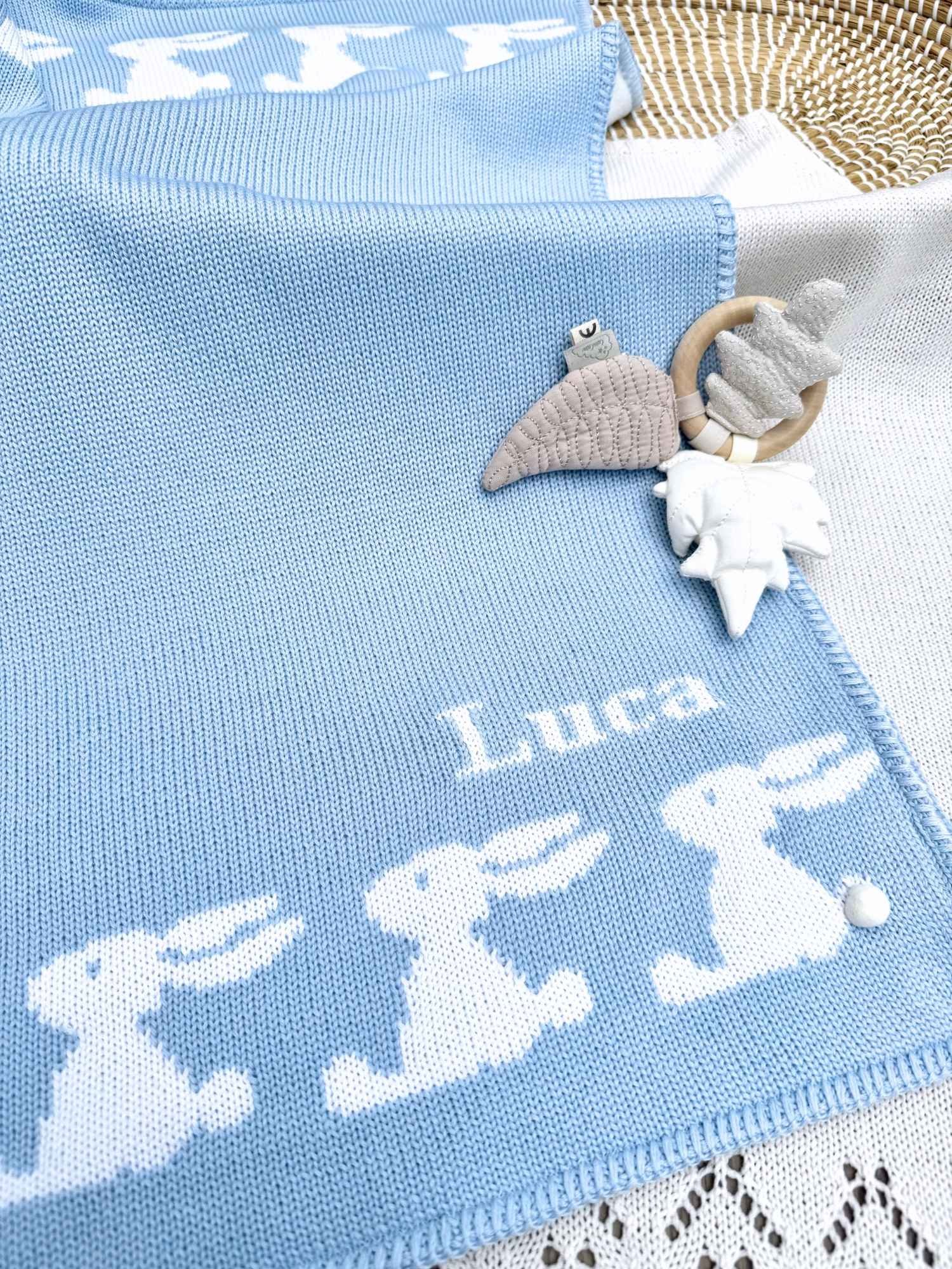 personalised rabbit baby blanket