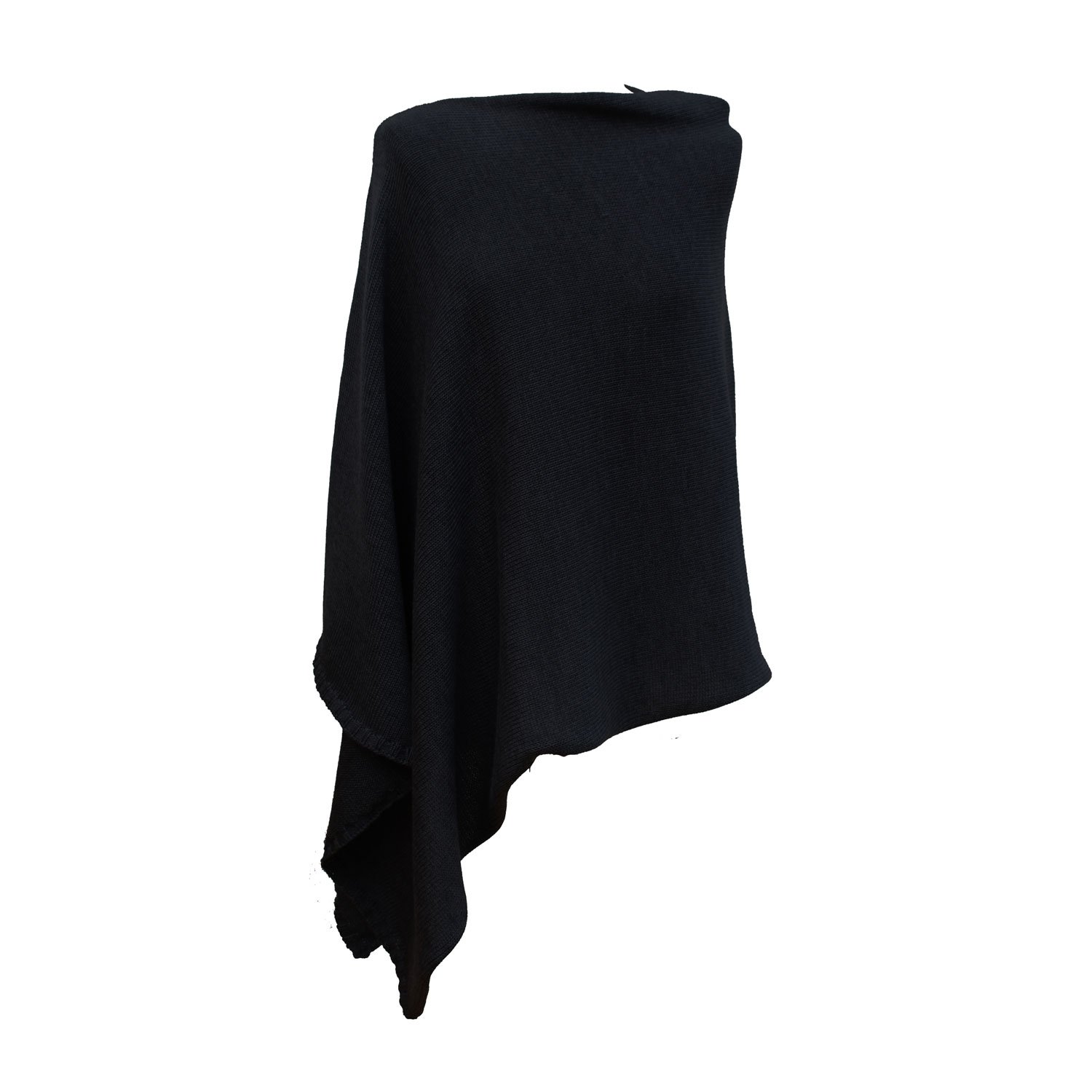 luxury ladies merino wool poncho in black