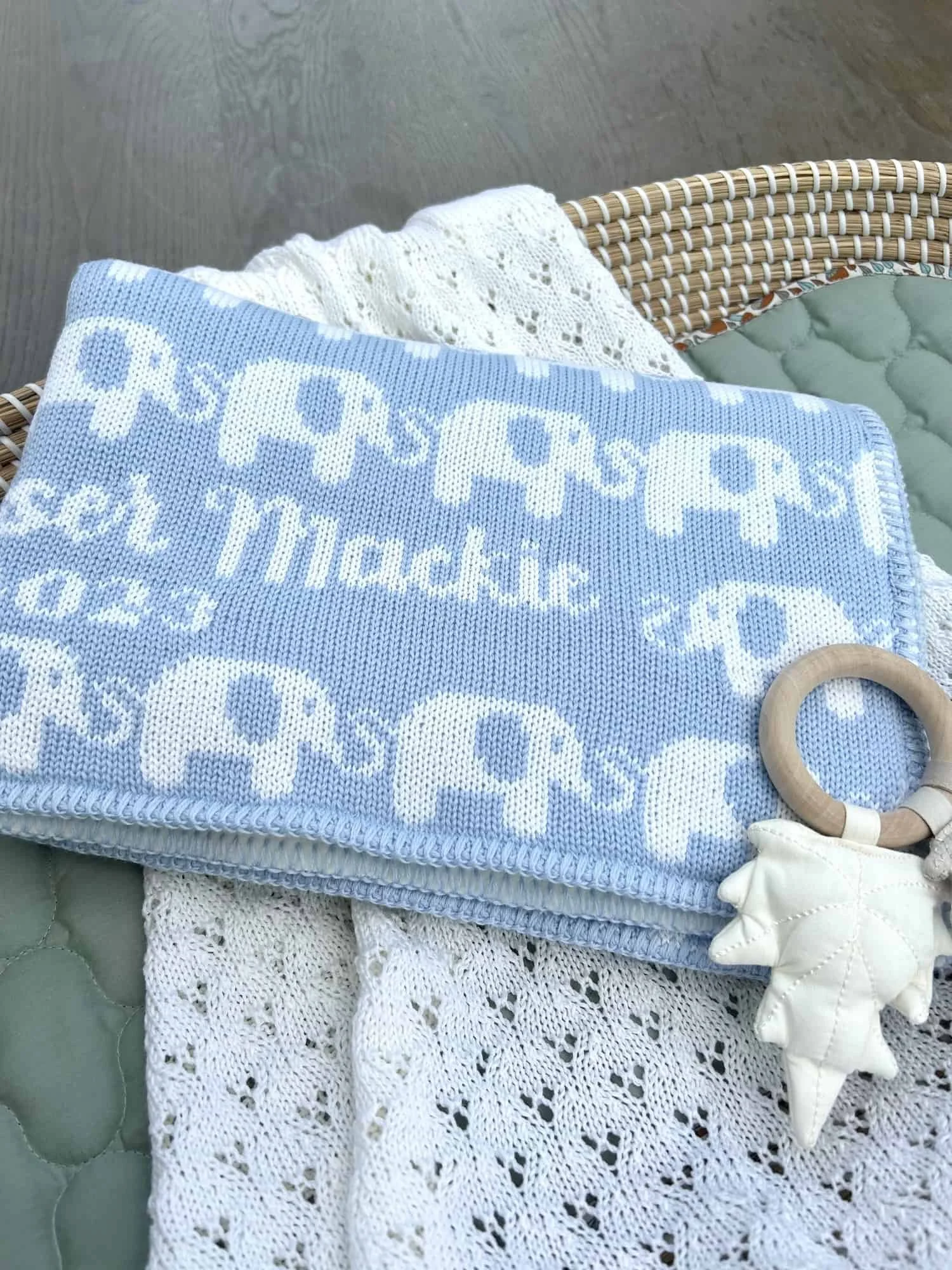 personalised elephant baby blanket