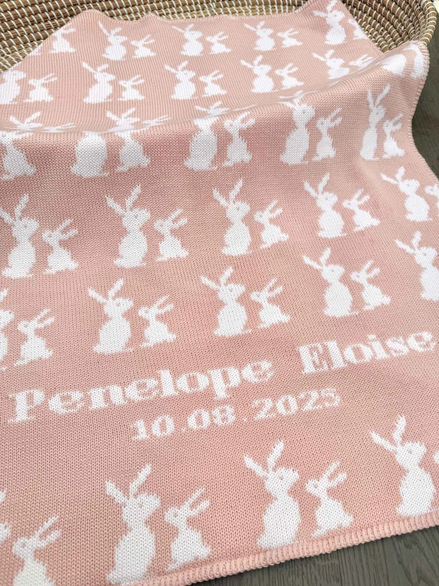 pink personalised bunny blanket