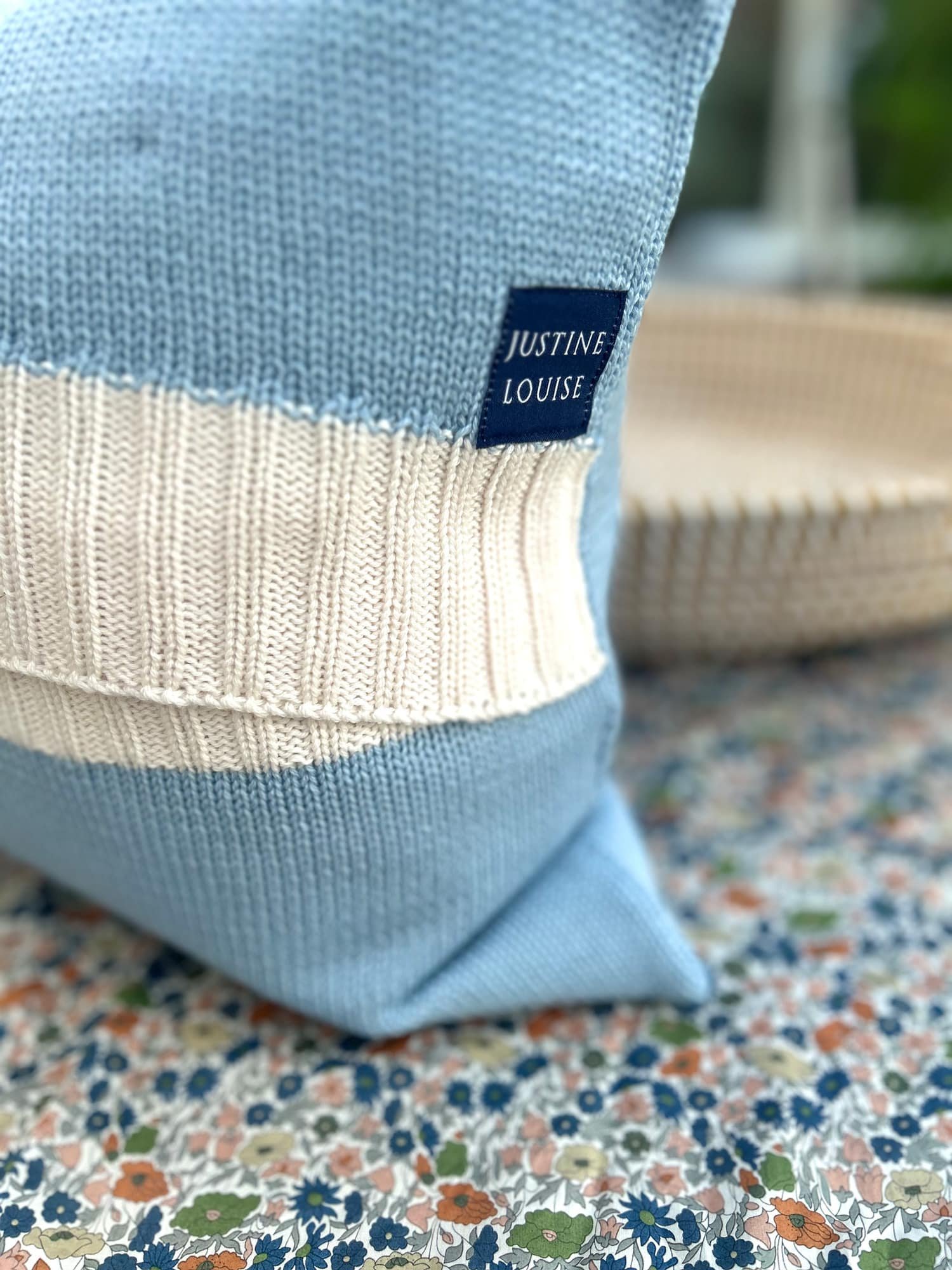 knitted cushion for baby nursery