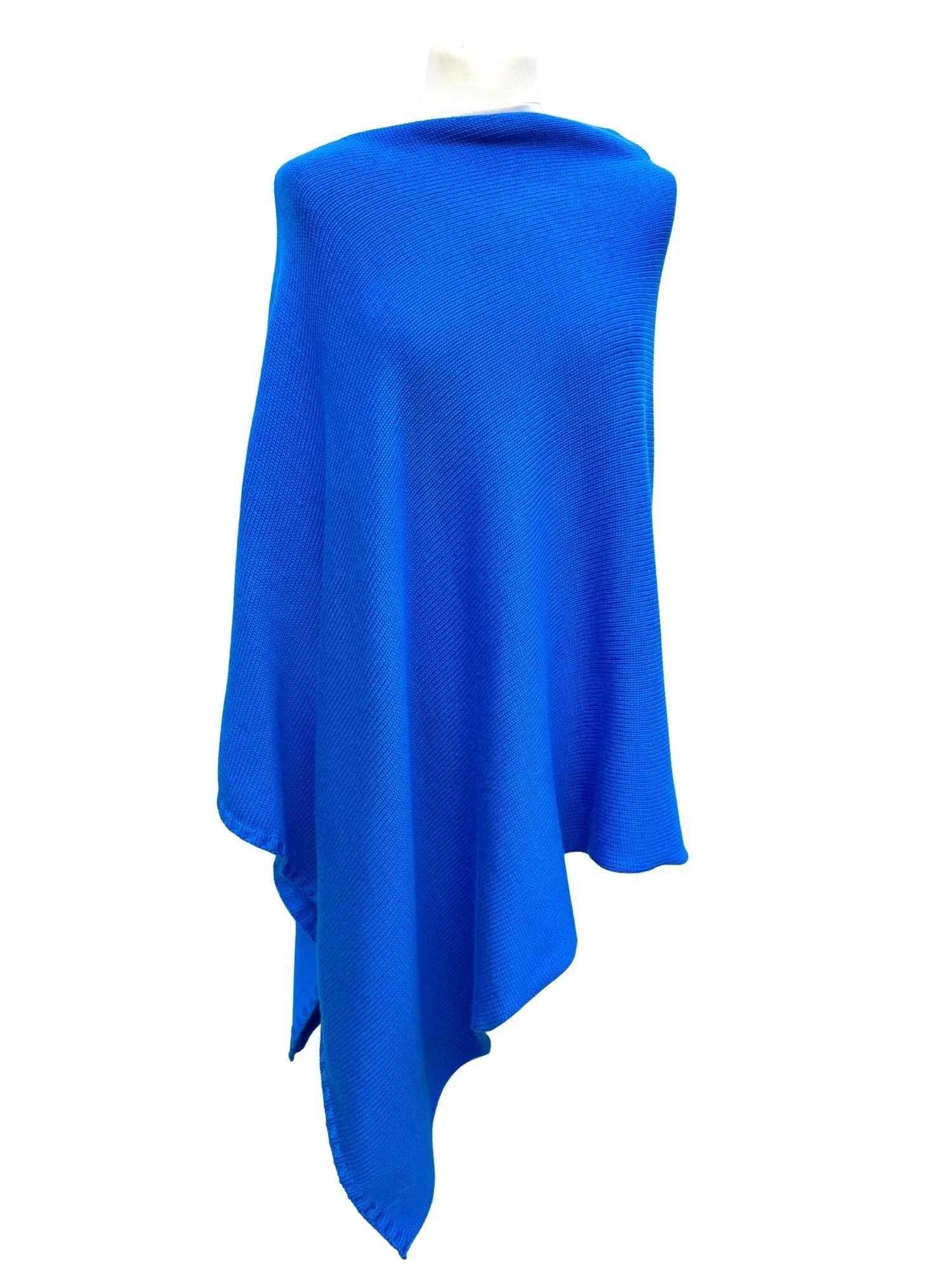 ladies bright blue merino knitted poncho