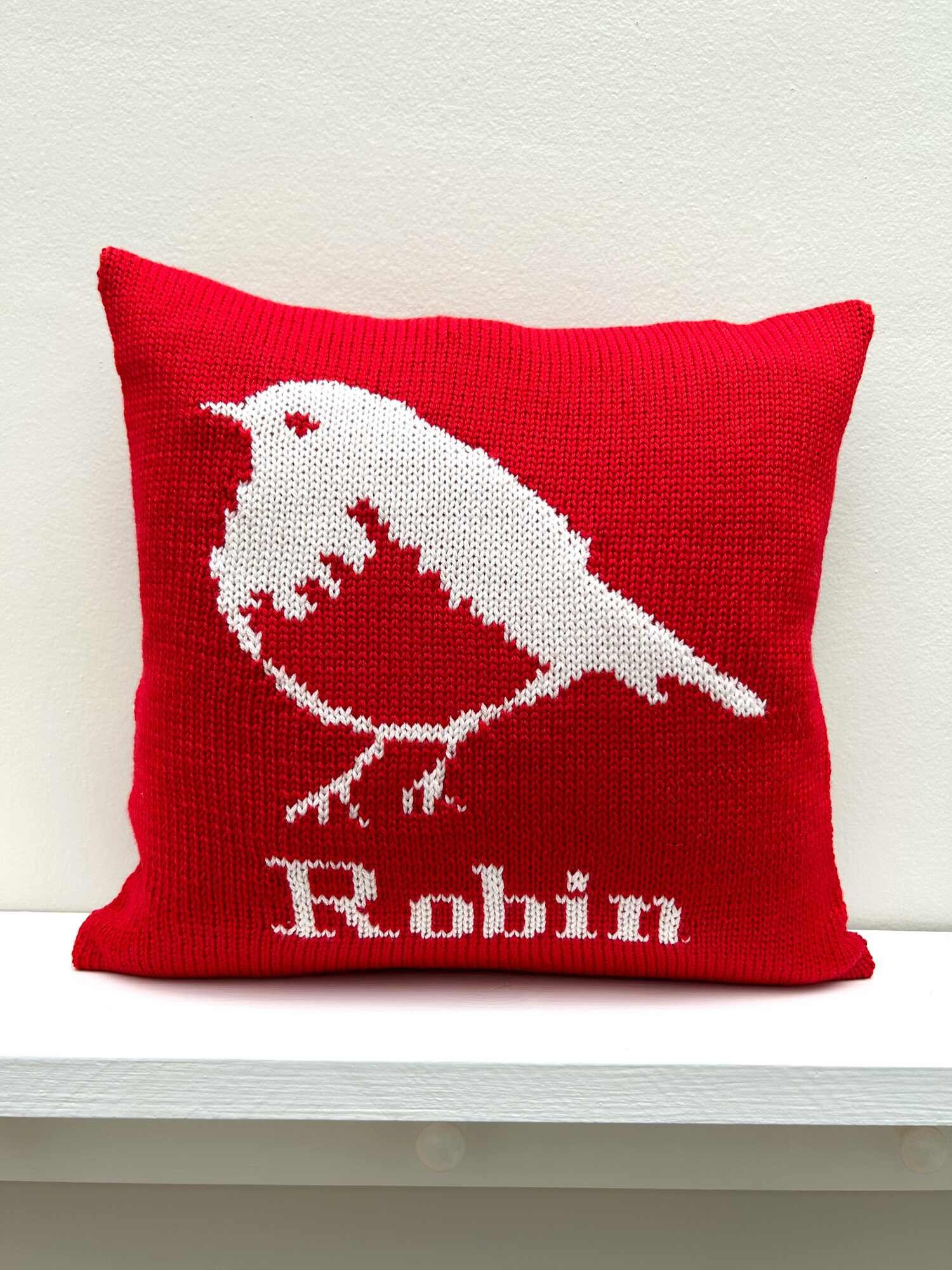 luxury personalised merino robin cushion