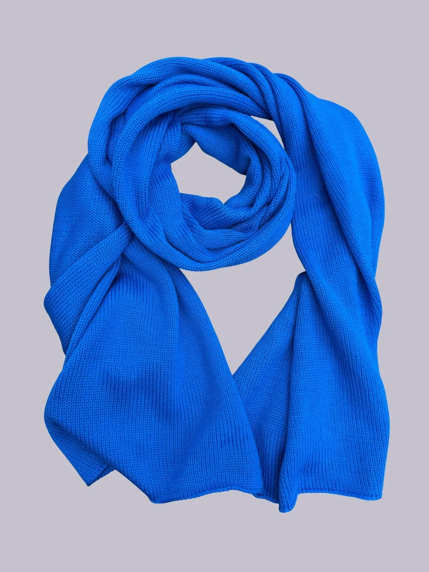 luxury merino knitted bright blue ladies' scarf