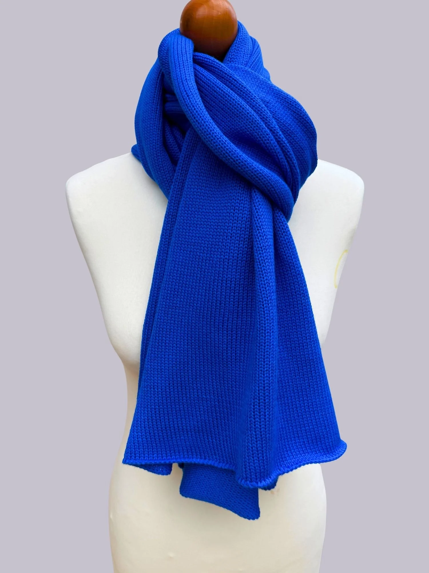 Ladies Merino Plain Knit Scarf - Bright Blue