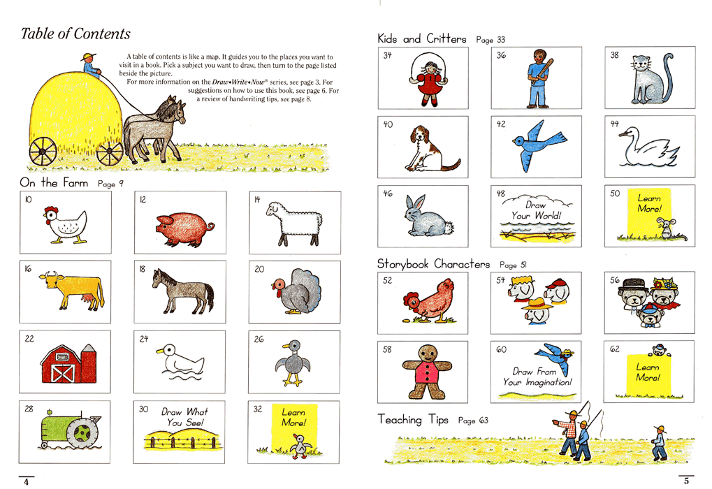Draw Write Now, Book 1 - Table of Contents