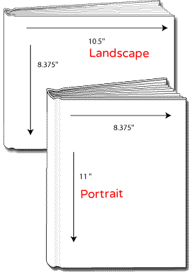 PORTRAIT books have the binding on the long side. LANDSCAPE books have the binding on the short side. Hardcover Blank Books.