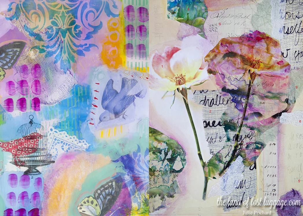 Art based on class techniques: Left - Mixed Media Melange, Right - Pixels and Paint