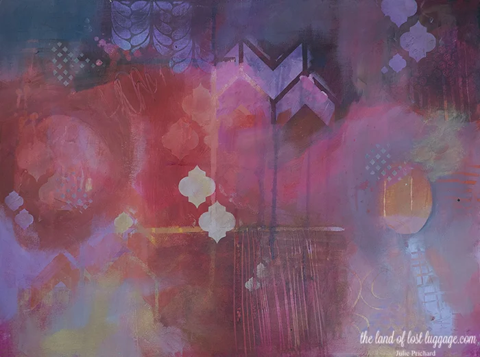 Class sample from the Mixed Media Vacation online workshop. On sale now!
