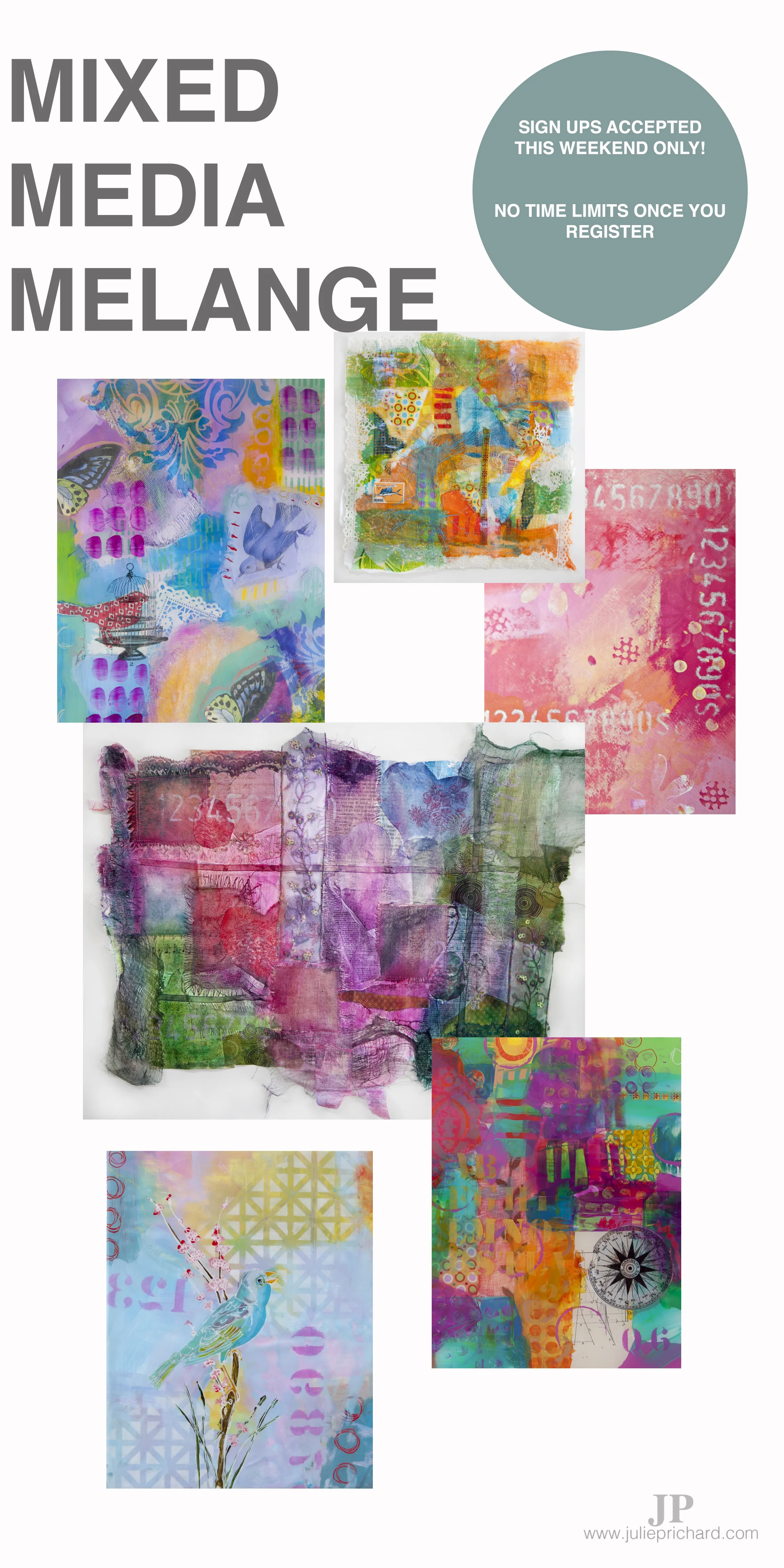 Class projects based on the techniques taught in the Mixed Media Melange online workshop!