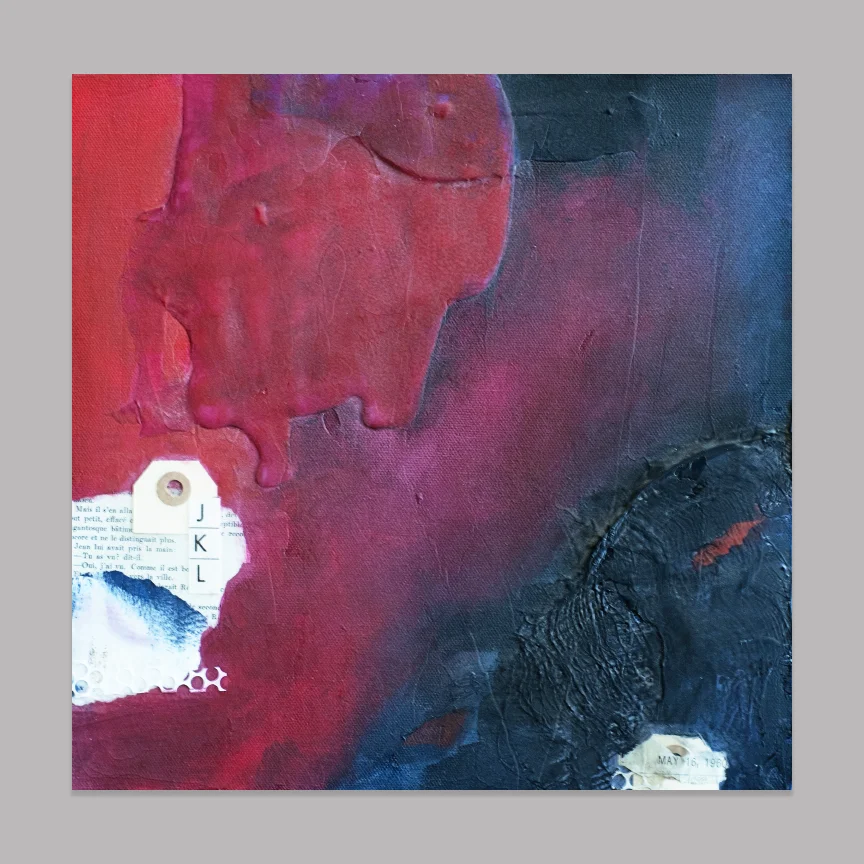 Faux Encaustic Abstract Art - One of the class samples from, “Collage Fusion”.