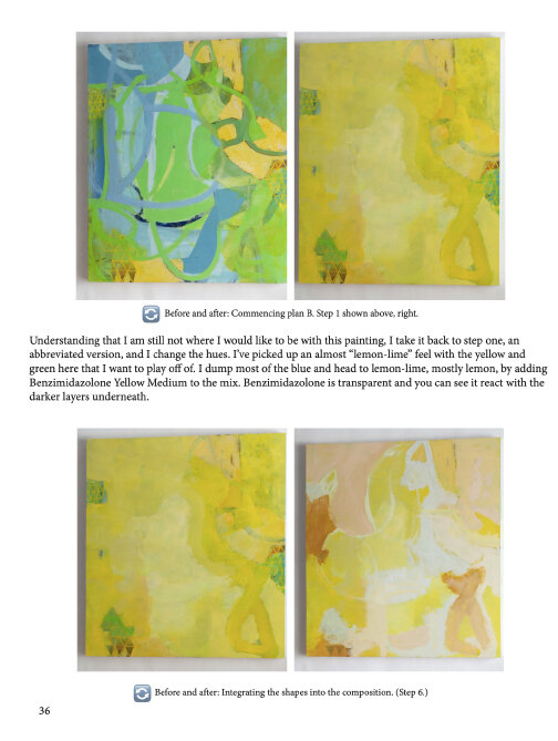 bright yellow abstract paintings in process.jpg