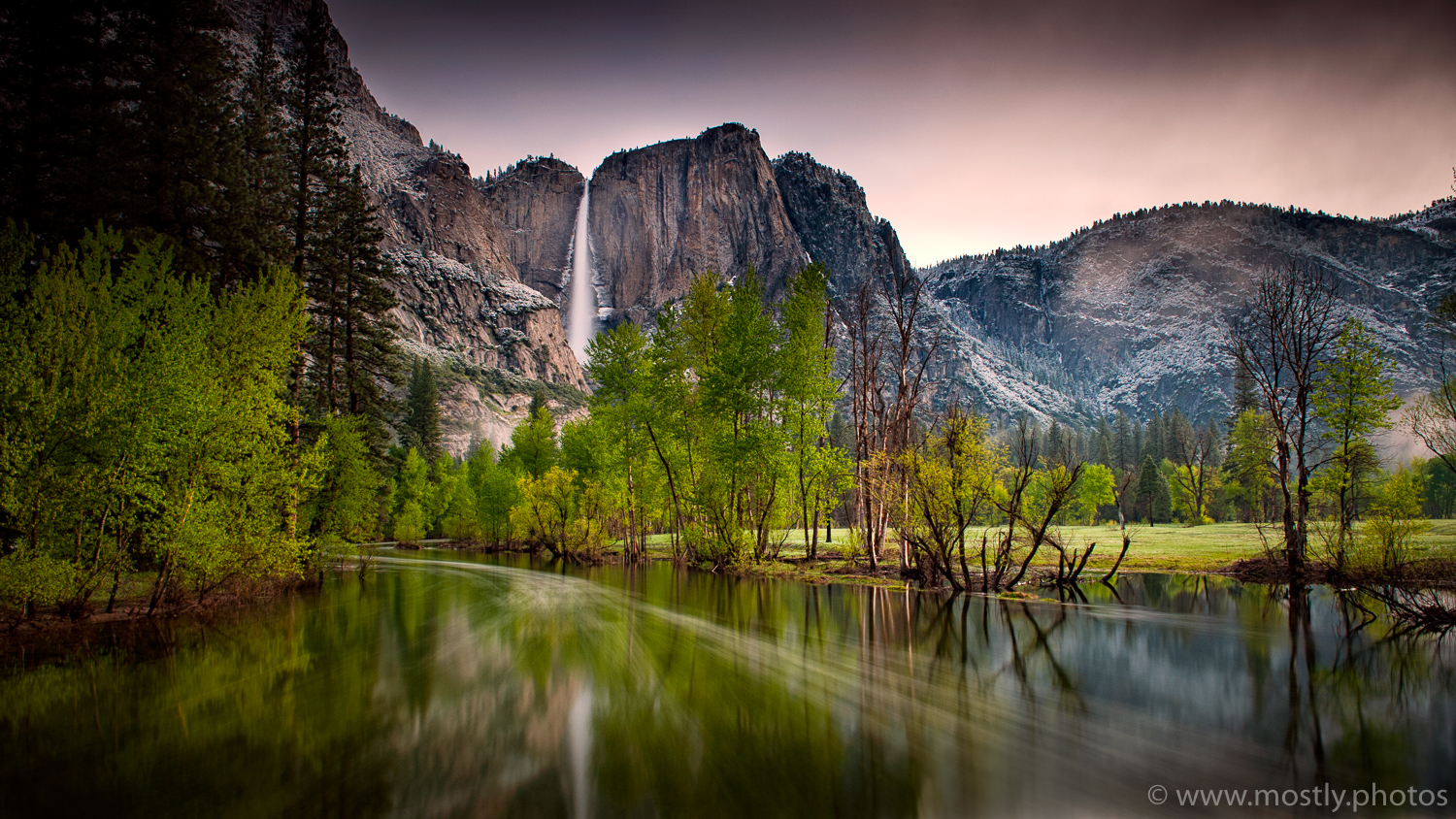 Yosemite Falls from Swinging Bridge - Yosemite National Park, California