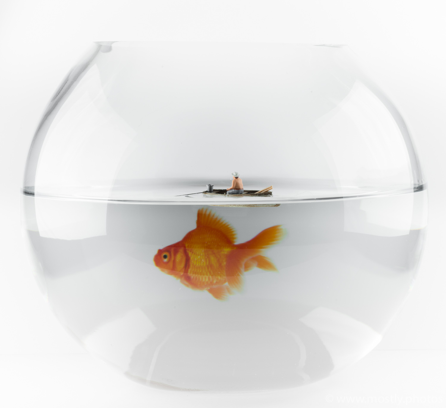 We're going to need a bigger boat! Preiser Model Figure in a Glass Goldfish Bowl