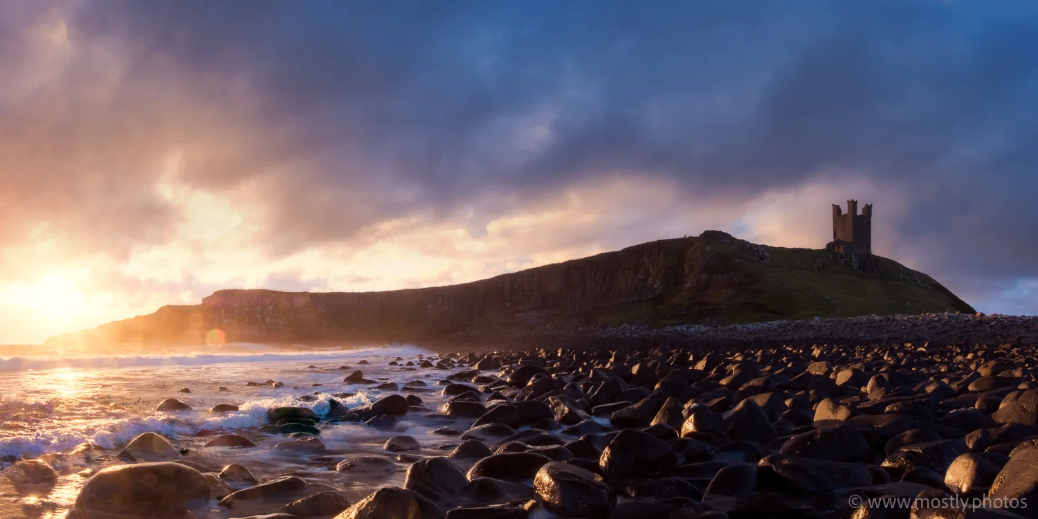 Fuji X-T2 and Fuji 18-135mm Dunstanburgh Castle just after dawn