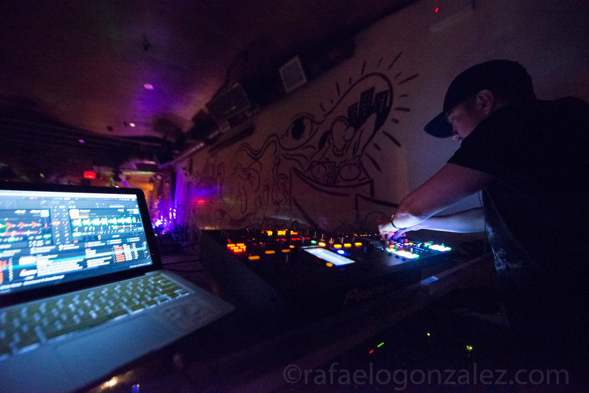 In the DJ booth at Le Souk. My mixes and sets can me found at souldcloud.com/djjdnyc/