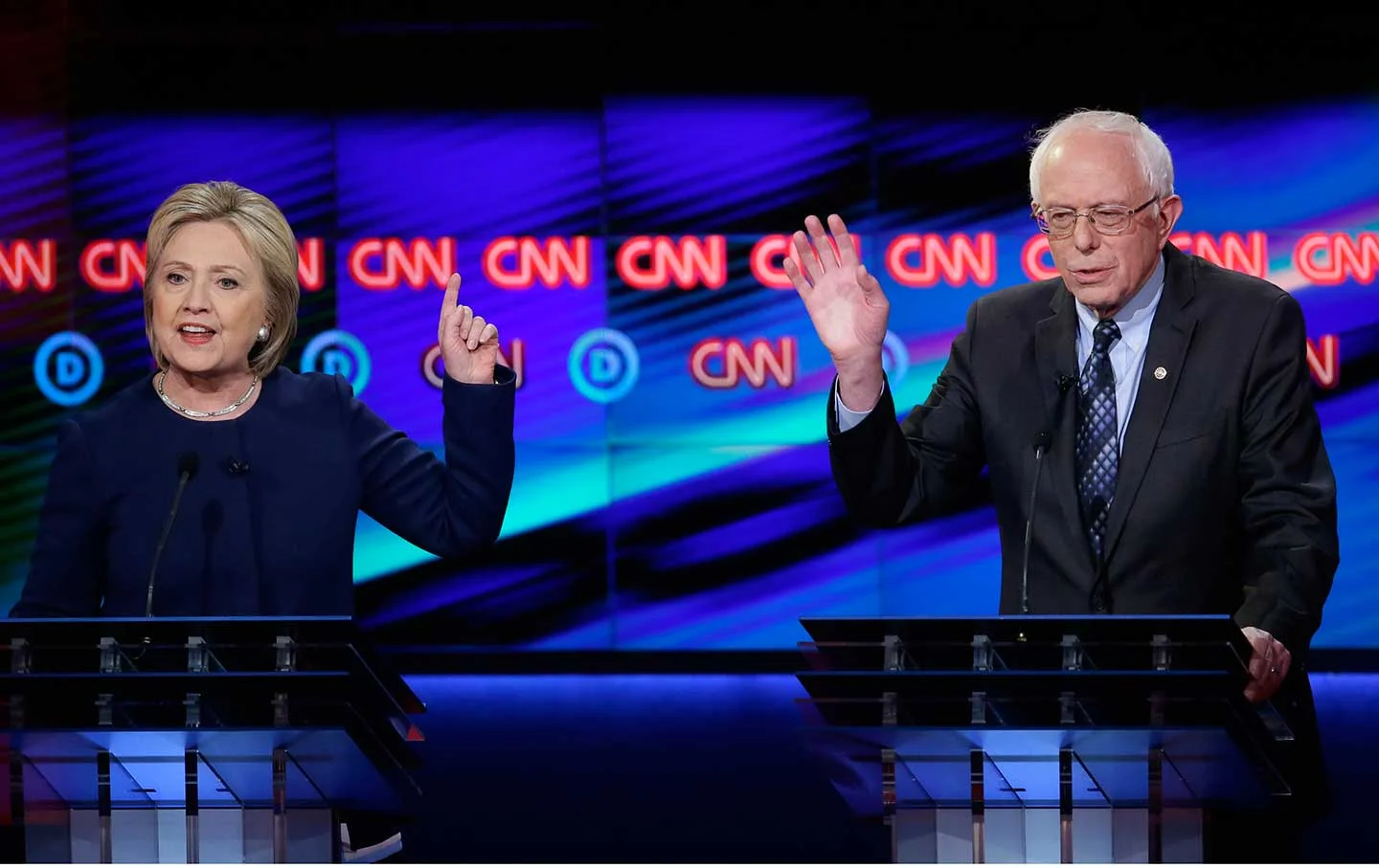 Hillary Clinton and Bernie Sanders Debate in Flint, Michigan, on March 6, 2016.