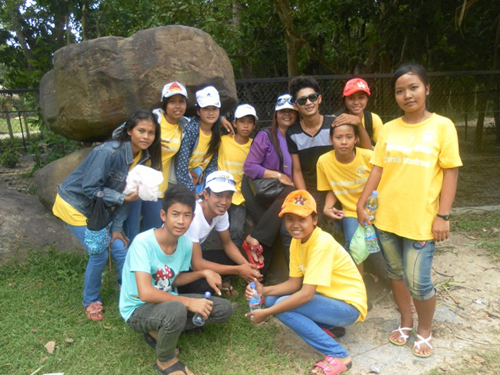 Here they are by the rocks