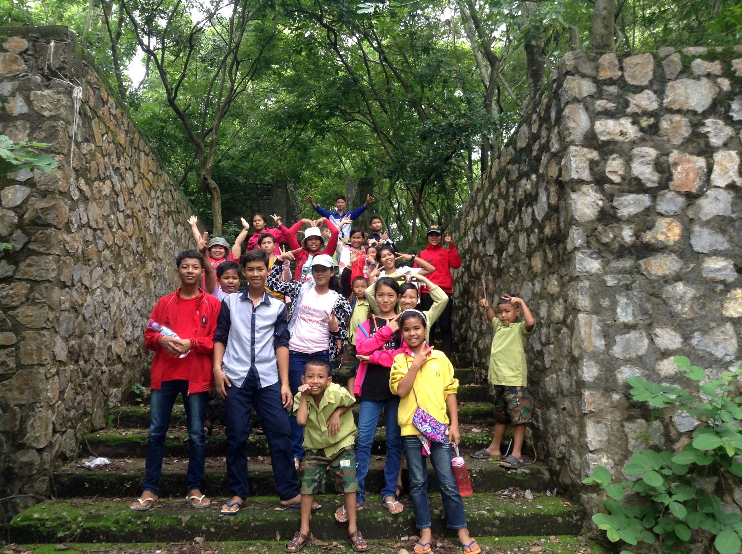 The kids, staff, and home parents enjoy an outing to one of the historical temple sites near Battambang!