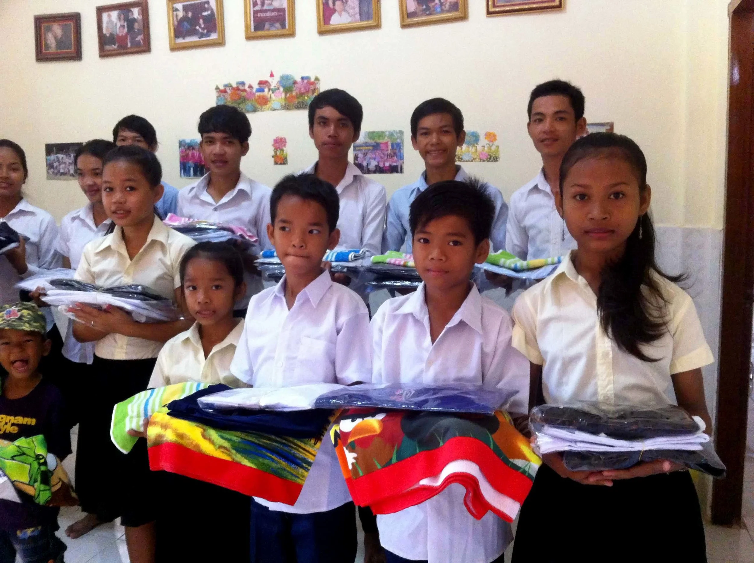 Modeling the new school uniforms!
