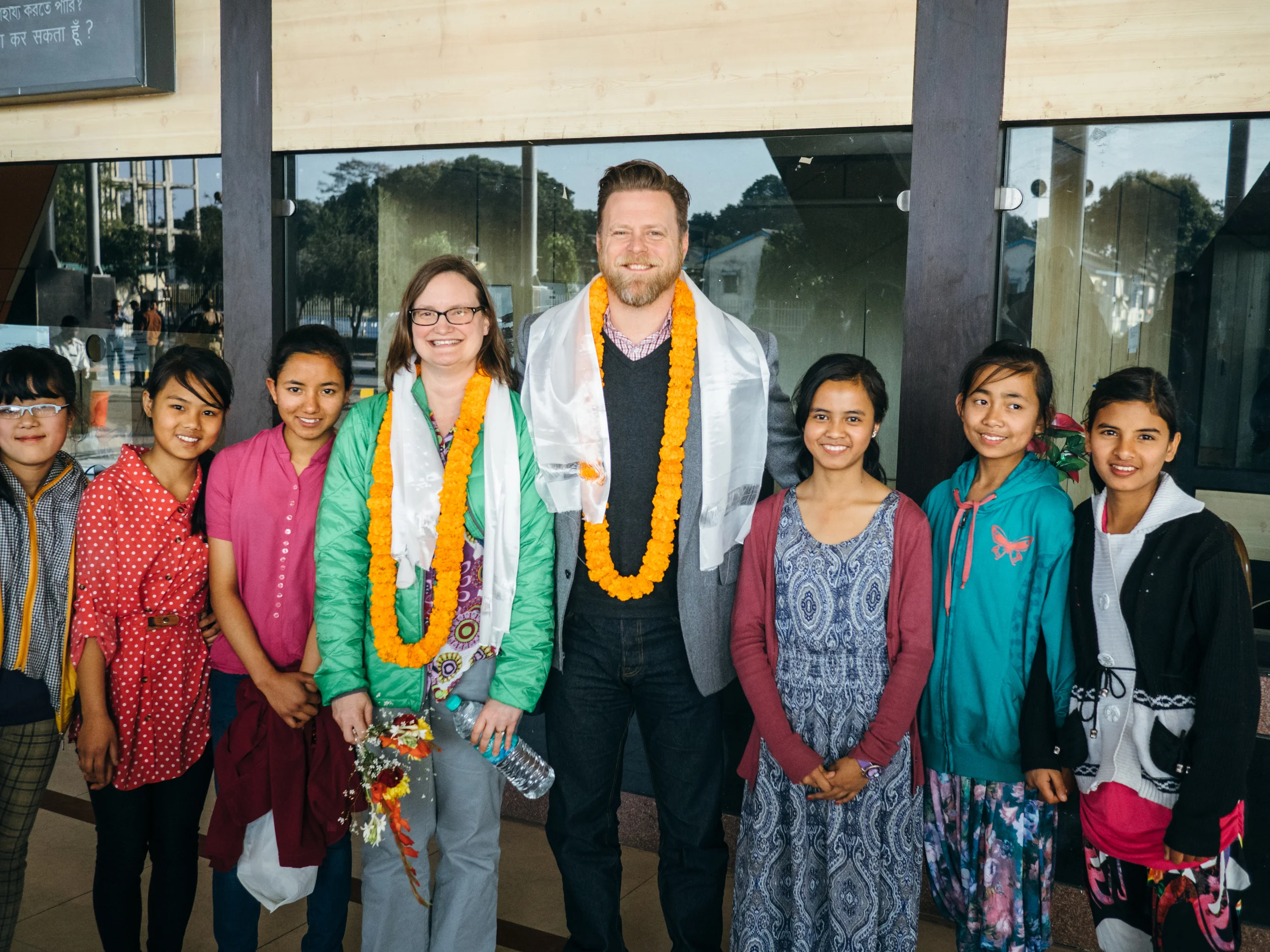 The kids from our Kalimpong 1 (India) homes greeted John and Kori warmly upon their arrival at the Siliguri Airport.