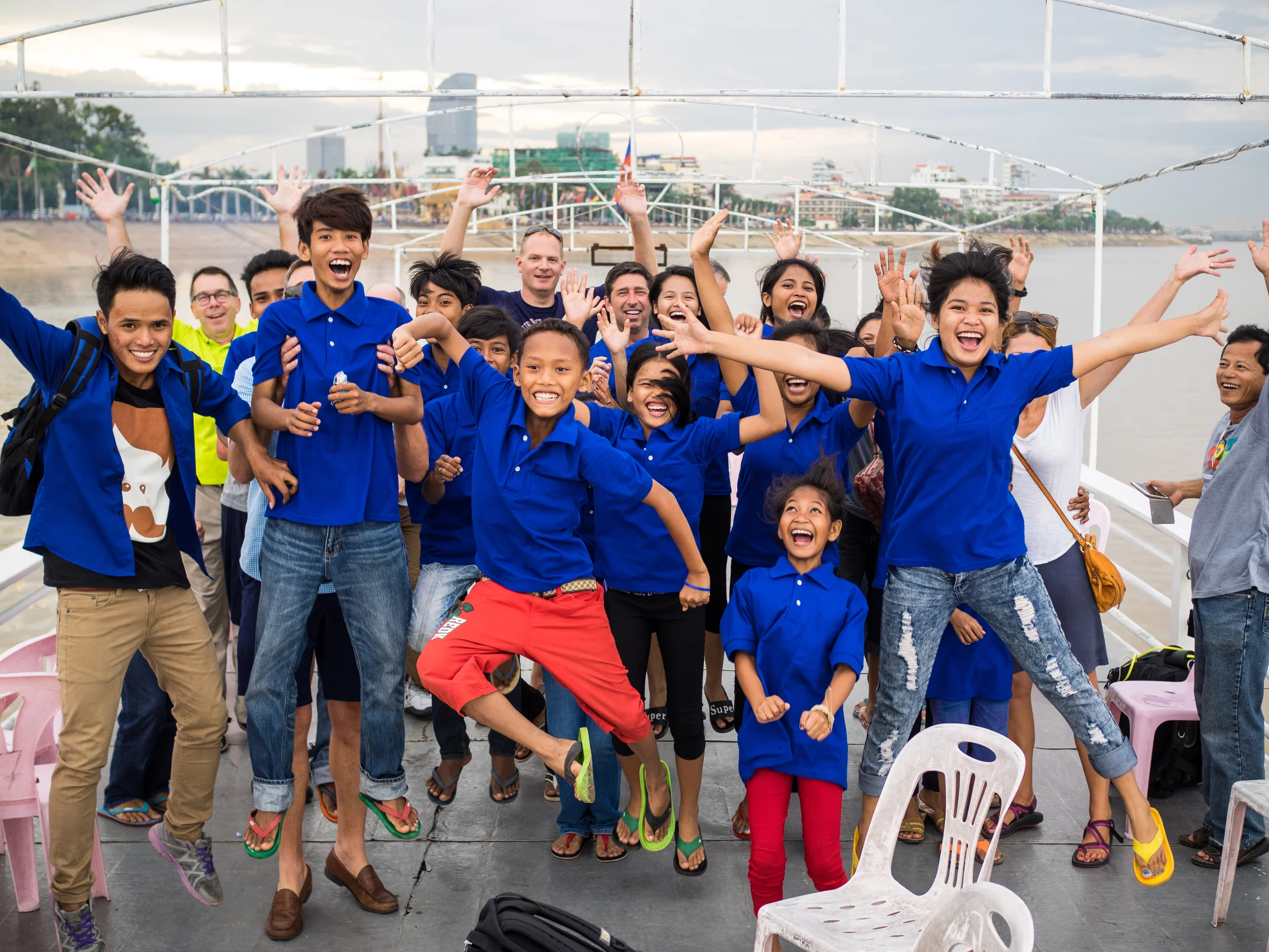 On a Mekong River excursion with the kids and staff of our Prek Eng 1 home