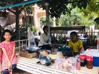  Because we can’t walk down the street to the snack shop, the kids and staff of our Prek Eng 2 home in Cambodia created their own on-campus concession stand. 