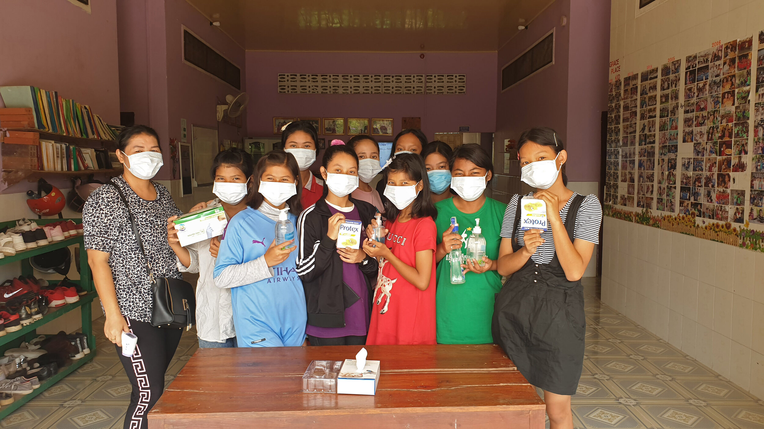  These young women in Battambang, Cambodia are taking all of the proper precautions to keep themselves and their family members safe! 