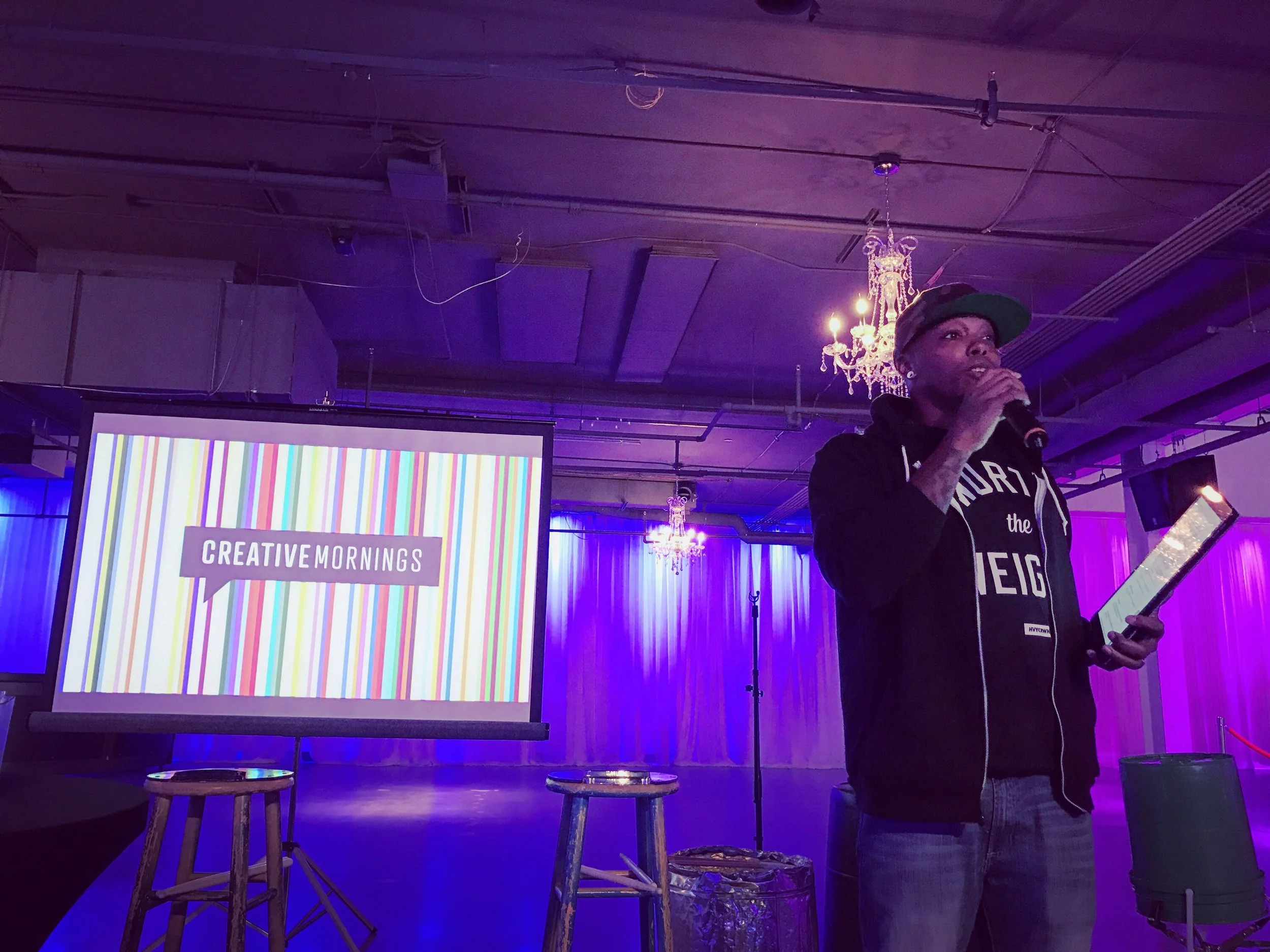 Steve G or RDQLUS CREATIVE kicks off Creative Mornings - Omaha's "Moments" event (February).
