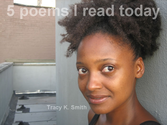1. Duende by Tracy K. Smith http://bit.ly/jVbB8F
2. A Pot of Tea by Richard Kenney http://bit.ly/j77WPX
3. Summer Holiday by Robinson Jeffers http://bit.ly/mtvxuE
4. Christ Among the Moneychangers, 1929 by William Logan http://bit.ly/jVYOLC
5. Breakage by Mary Oliver http://bit.ly/jbtp0p