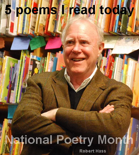 1. Faint Music by Robert Hass http://bit.ly/er12YX
2. Ozymandias by Percy Bysshe Shelley http://bit.ly/g8iS6P
3. Traveling Through the Dark by William Stafford http://bit.ly/gdssxy
4. What the Living Do by Marie Howe http://bit.ly/ezGaZR
5. The God Abandons Antony by Constantinos P. Cavafy http://bit.ly/egVGen