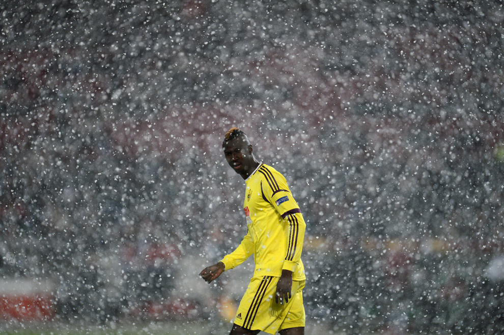 Anzhi Makhachkala's Ivorian striker Lacina Traore in the UEFA Europa League  match against Hannover 96 in Hanover, Germany on February 21
