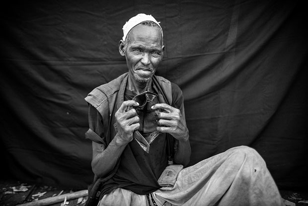 Hasan, who is unsure of his age but imagines himself to be between 60 and 70 years old, Jamam refugee camp in Maban County, South Sudan