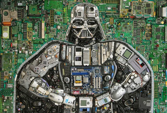 Pop Culture Icons Made in Assemblage of Toys and Computer Bits by  Elisa Insua