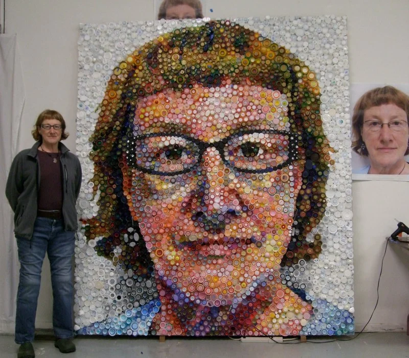 Self-portrait of Plastic Bottle Tops by MARY ELLEN CROTEAU