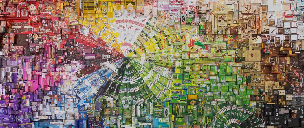 Great Mural Made of 1,700 Box Packages