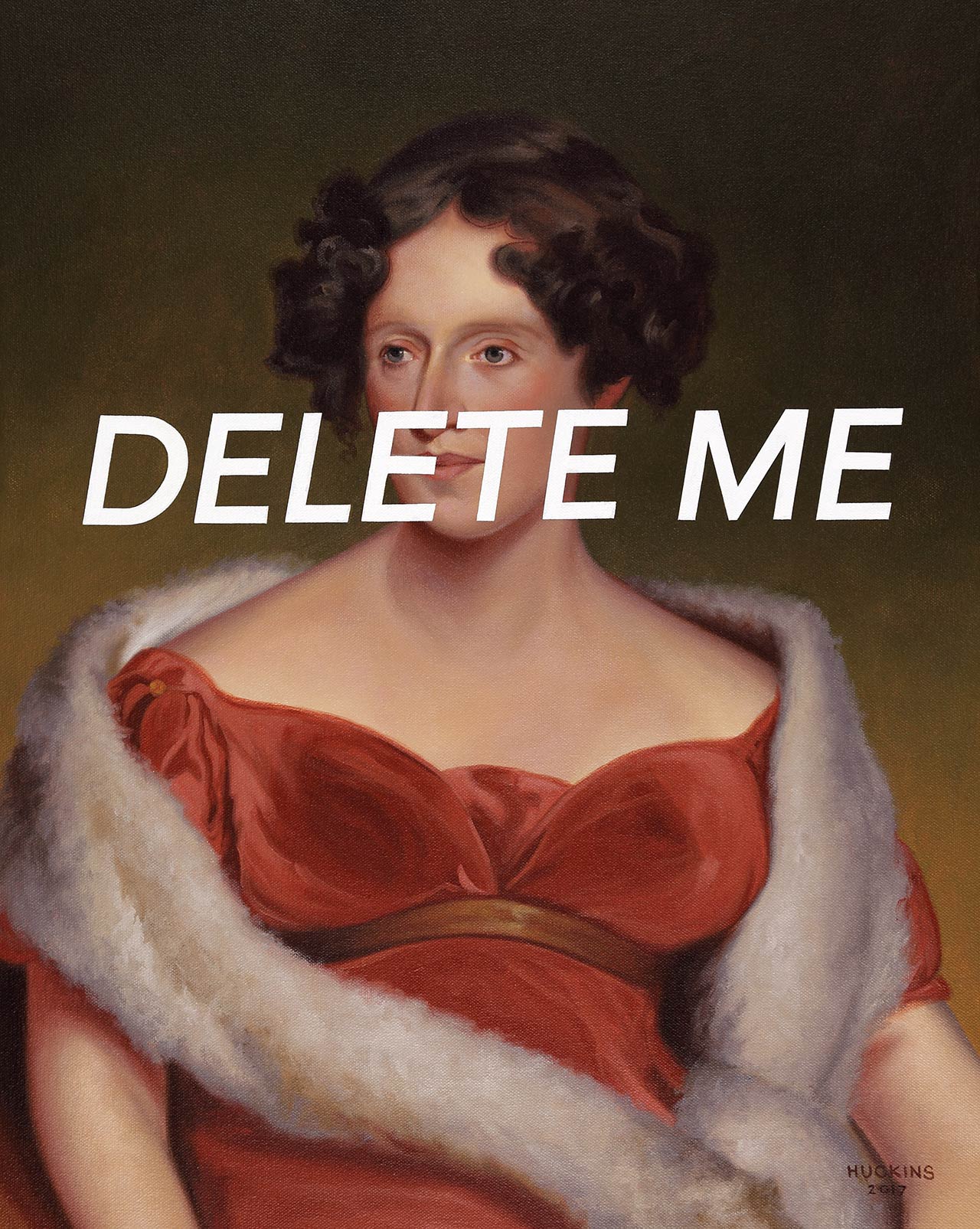 Mrs John Biddle: Delete Me, 2017. Acrylic