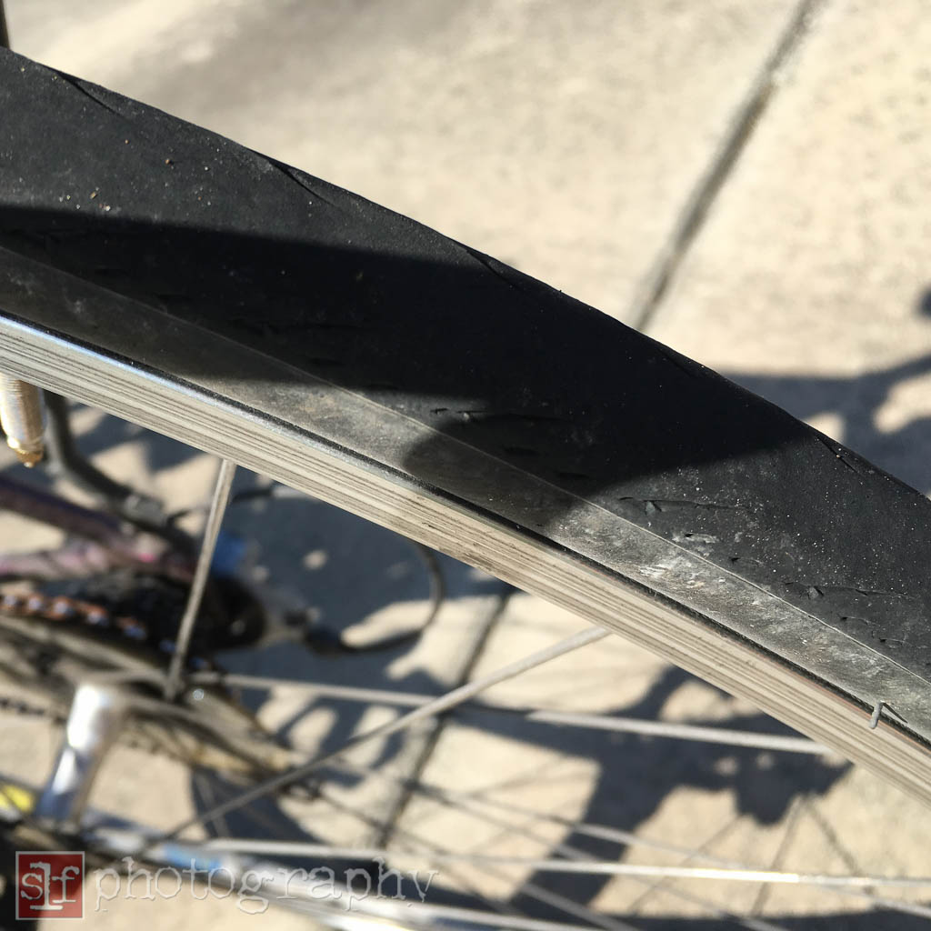 I have never had a tire wear down so flat. It looks like I rode on rollers.