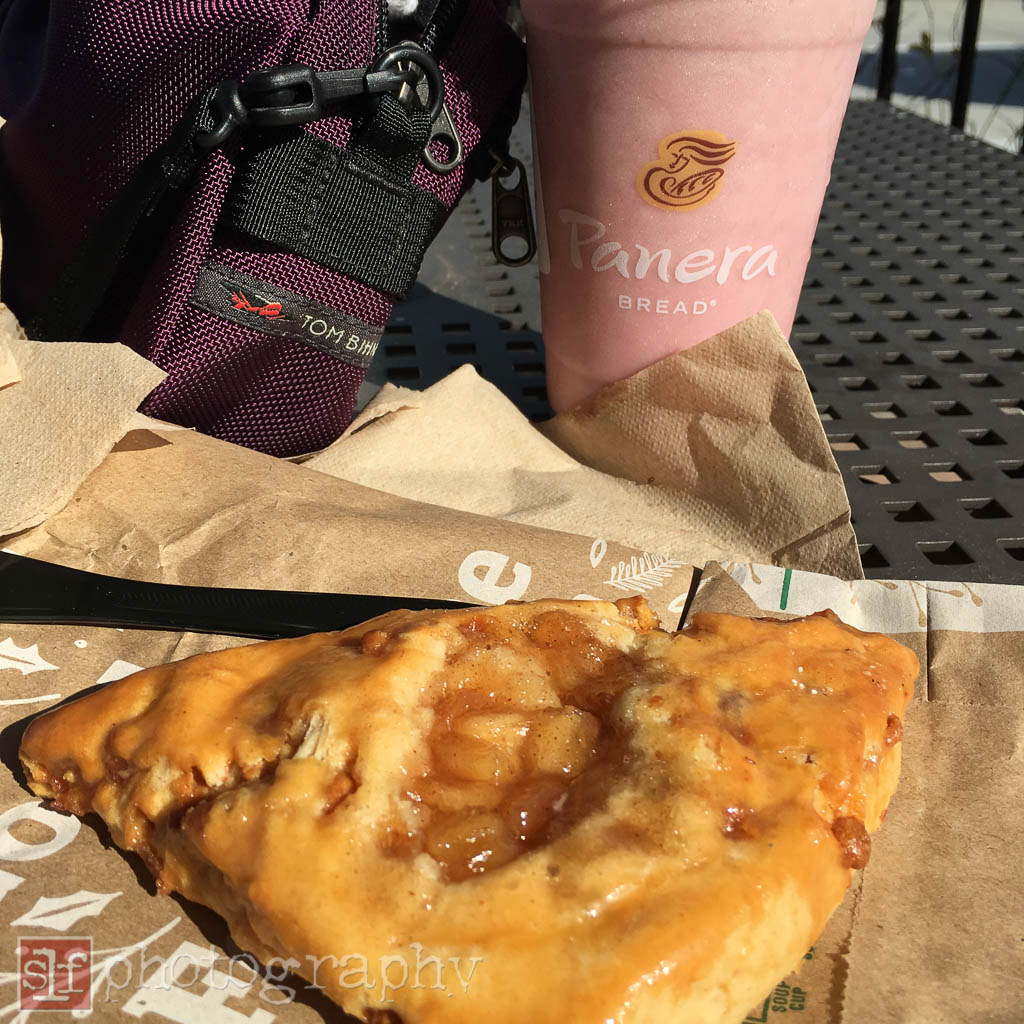 Caramel Apple Thumbprint Scone and Wild Berry Smoothie