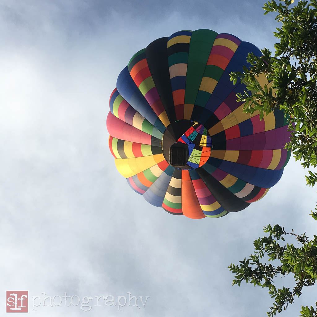 hot air balloon flying low
