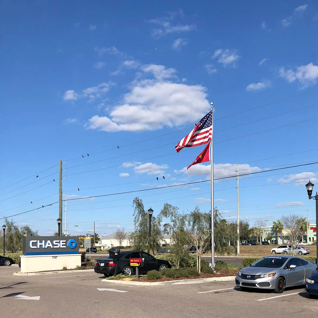 flags at McDonald's tell the wind story
